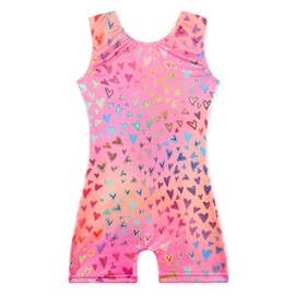 EQSJIU 2 Packs Sparkle Gymnastics Leotards For Toddler Baby Girls with Shorts Red Rosered Balck Heart Adorable Shiny Kids Dance Unitards Biketards 1-2t