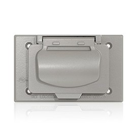 Leviton Cover, 1-Gang for Decora or GFCI Receptacles, Horizontal FS Box Mount, Metallic Enclosure, Self-Closing Lid, Outdoor Outlet Cover, Weatherproof, WM1HF-GY, Gray