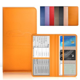 OBDMASTER Orange Car Registration and Insurance Holder with Magnetic Closure for Glove Box Organizers Car Document Holder Car Document Organizer Car Glove Box Organizer