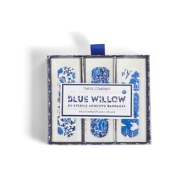 Two's Company 53560 Blue Willow Bandages in Gift Box, 30 Pieces, 3-inch Length, Plastic