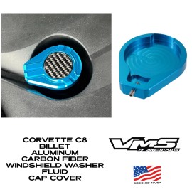 VMS RACING WINDSHIELD WASHER FLUID RESERVOIR COVER FOR 20-25 CORVETTE C8 CARBON FIBER BLUE