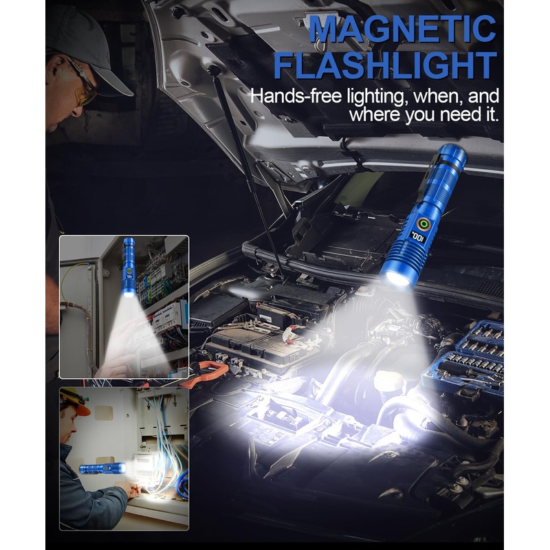 Rechargeable Flashlight High Lumens- Super Bright Magnetic Flash Light with