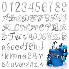 Decoración de pastel alfanumérico acrílico, decoración de magdalenas, plata A-Z, espejo alfanumérico, plata 0-9 para decoración de pasteles, letras personalizadas, aniversario, boda, baby shower, suministros para fiestas