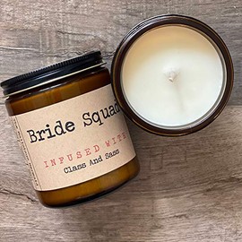Bride Squad Infused With Class And Sass | Premium Soy Wax Candle | The Snarky Mermaid | Amber Jar Candle | Made in USA | Snarky Candles | Scented Candles For Women And Men