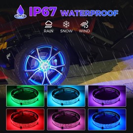 DREAMOTOR 4PCS 15.5" RGB LED Wheel Lights for Truck, Rim Lights for Trucks Compatible with Polaris Slingshot F150 F250 GMC Sierra 1500 2500 Dodge Ram 1500 Chevy Silverado 1500 Camaro Jeep Wrangler JK