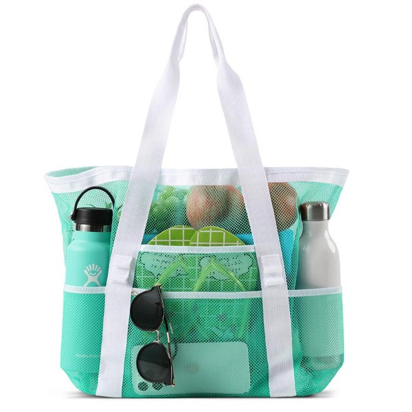 LEVOTIYER Beach Bag - Mesh Beach Bag Large 8 Pockets,