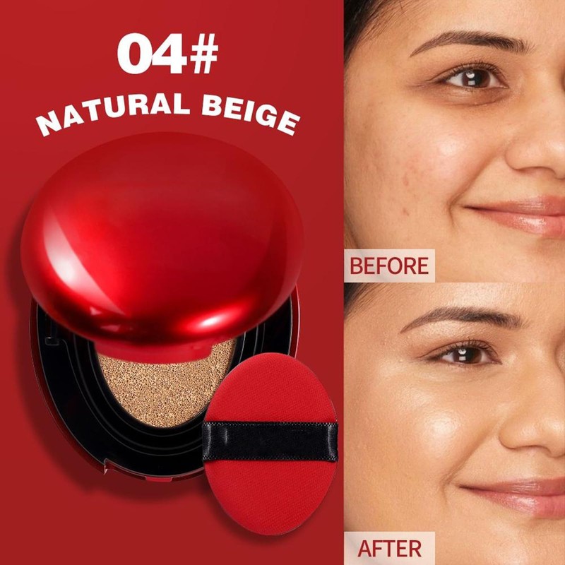 Cushion Foundation Full Coverage for Mature Skin, 24 Hours Durable