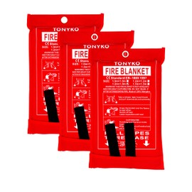 TONYKO 3.9 x 5.9ft Fiberglass Fire Blanket for Emergency Surival, Flame Retardant Protection and Heat Insulation (White-2PACK)
