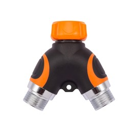 Giraffe Tools 2-Way Hose Splitter with Shut-Off Valves, Heavy Duty Brass Y Connector for Outdoor Faucet, 3/4" GHT