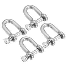 PATIKIL 5/32" / 4mm Screw Pin Shackle, 4Pcs M4 Stainless Steel D Ring Shaped Screw Shackles for Heavy Lifting Chains Outdoor Camping, Silver Tone