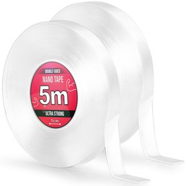 Nano Tape 2 x 5 m - Double-Sided Tape 10 m - Extra Strong for Home, Wall, Office, Bubbles Art - Transparent Nano Tape - Nano Tape Double-Sided - Transparent Double-Sided Tape