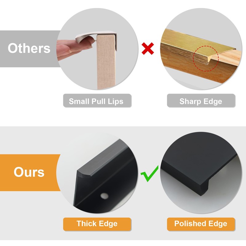 AMANDELIZABE 9 Pcs Black Furniture Knobs Hidden Handles for Cupboard