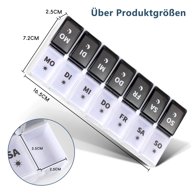 JANUIXCO Pill Box 7 Days Morning Evening Pill Box 7