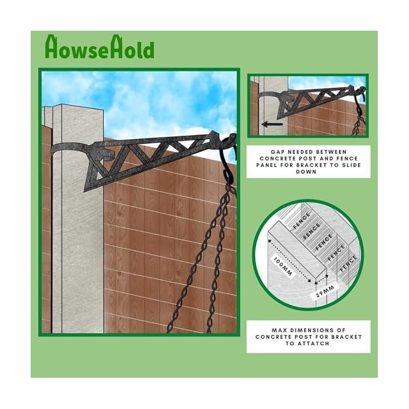 HowseHold Hanging Bird Feeder Brackets for Concrete Fence Posts [