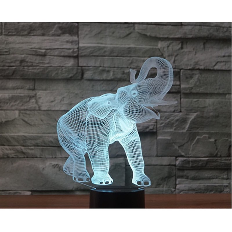 SUPERRUIDALONG 3D Lamp Elephant Night Light Remote Control Power Touch