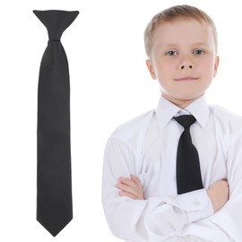 Yolev 14 Inch Boy's Clip-on Ties Solid Color Clip-on Ties Pre-tied Neckt Adjustable Neck Strap Tie for Wedding Graduation
