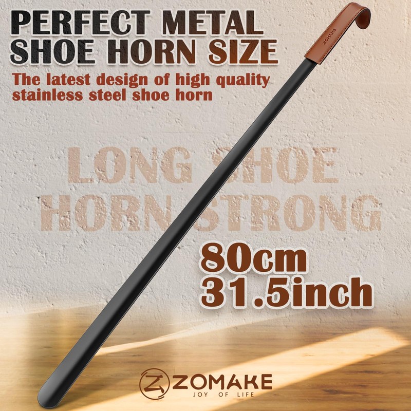 ZOMAKE Extra Long Shoe Horn for Seniors Men,Metal Shoehorn Long
