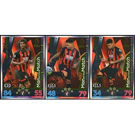 MATCH ATTAX 2018/19 ALL THREE (3) AFC BOURNEMOUTH MAN OF THE MATCH CARDS
