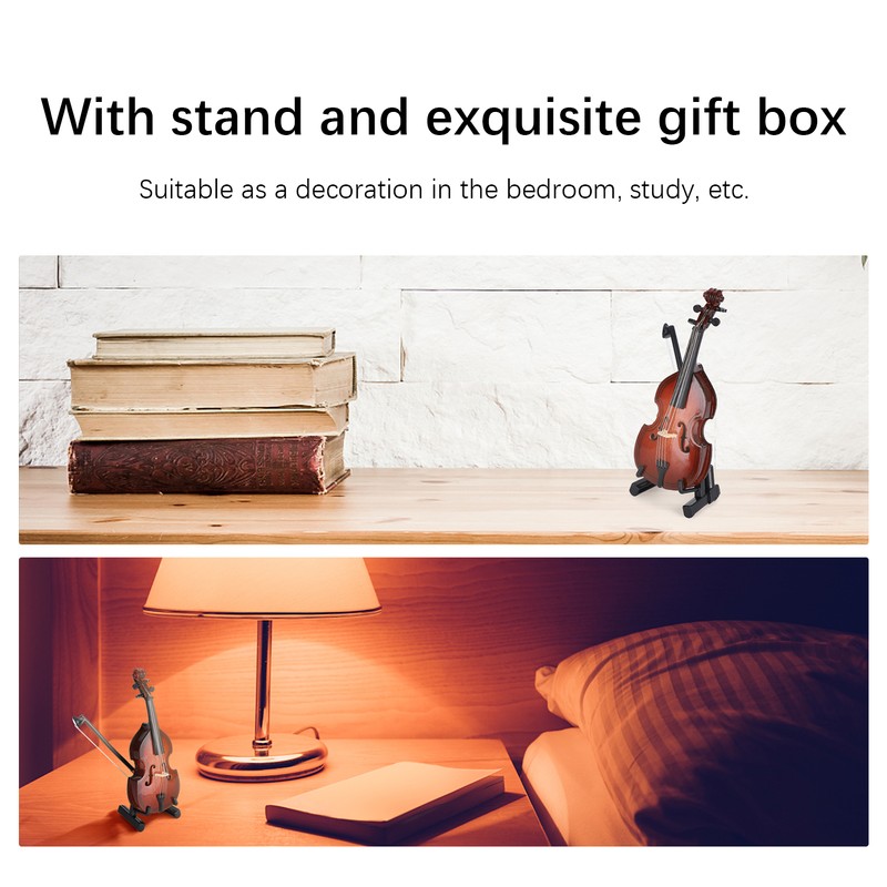 Mini Bass Ornaments Wooden Small Musical Instrument Model Home Decoration