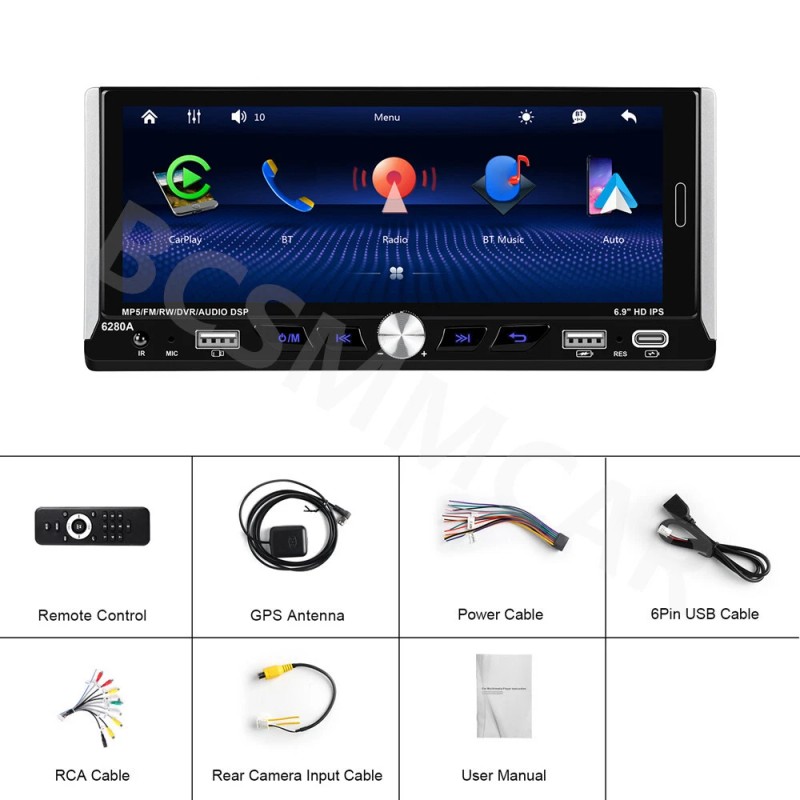 BCSMMCAR 1 Din Car Stereo Radio Player GPS Navigation Touch