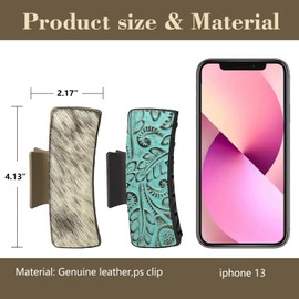 TMUSIBEN Hair Clips for Women 4.1 Inch Hair Claw Clips for Women Thin Thick Curly Hair Vintage Genuine Leather Western Hair Accessories (8)