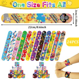 POPOYU 24Pcs Happy Birthday Slap Bracelets,Snap Bracelet Bands for Gifts Bag Filler,Birthday Party Favors,Birthday Wristbands for Kids Birthday Gifts Birthday Theme Party Supplies Classroom Prizes