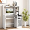 Tangkula White Desk with Hutch &Charging Station, Home Office Desk