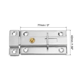 MECCANIXITY Door Bolt Latch 3 x 1.65 Inch Spring Surface Mounted Slide Bolt Sliding Lock Barrel Bolt Stainless Steel Latches for Furniture Cabinet Door Fence Gate, Pack of 2