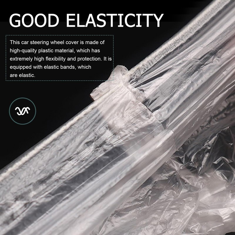 Merdege 100PCS Disposable Car Steering Wheel Covers, Dustproof Elastic Plastic