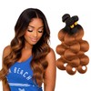 T1B/30 Ombre Light‑Brown Body‑Wave 3‑Piece Hair Bundles, 18‑20‑22 Inches