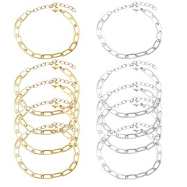 tiggell 10pcs Chain Bracelets Kit Alloy Link with Lobster Clasps for Christmas DIY Women Jewelry Findings Bracelet Making (Gold & Silver)