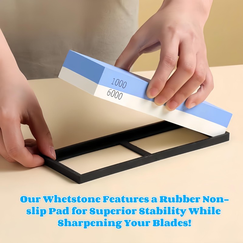 1000/6000 Grit Whetstone Knife Sharpening Stone, Bellairis Portable Knives Sharpener