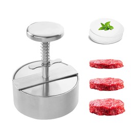 Kayzyue Adjustable Burger Press Stainless Steel Hamburger Patty Maker Non Stick Burger Maker Smash Burger Mold for Veggie Meat Beef Pork Lamb Cheese Halal BBQ Barbecue Grill - with 100 Wax Paper