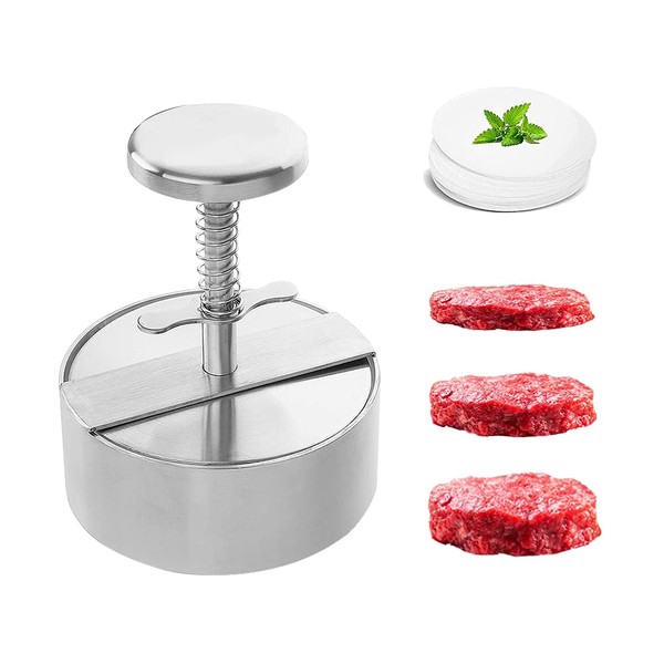 Kayzyue Adjustable Burger Press Stainless Steel Hamburger Patty Maker Non