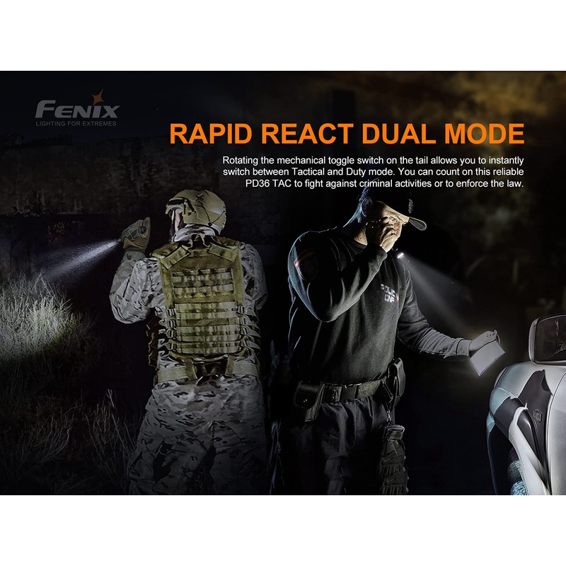 EdisonBright Fenix PD36 TAC 3000 lumen LED Tactical Flashlight, holster