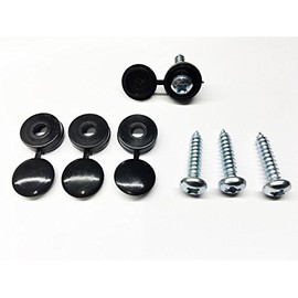 Quality Car Van Number Licence Plate Fitting Kit Screws & 4x Black Covers