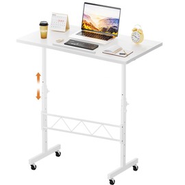 GTRACING Standing Desk Adjustable Height & Tiltable Tabletop, 32 Inch Portable Desk for Home Office Stand Up Work and Walking Pad Treadmill, Small Mobile Computer Table for Laptop, White