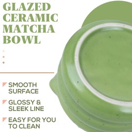 PUNNIO Japanese Matcha Bowl, Glazed Ceremonial Matcha Bowl with Whisk Holder for Matcha Powder/Matcha Tea/Japanese Matcha