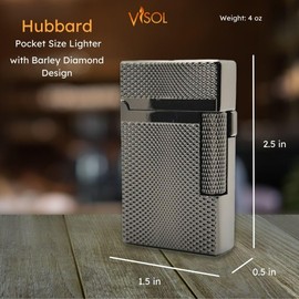 Visol Hubbard Traditional and Torch Flame Refillable Gas Lighter, Flint and Windproof Adjustable Flame Lighter (Shipped Without Butane) (Barley Gunmetal)