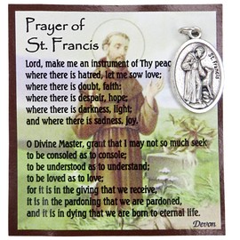 Needzo Silver Toned Saint Francis Pocket Token Medal with Inspirational Prayer Card, Christian Gifts for Men and Women, 1 Inch