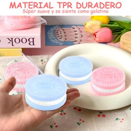 DAQI Juguete de Alivio de Estrés, Paquete de 2 Juguete Sensorial para Aliviar el Estrés y Ansiedad, Taba Squishy de Galletas Juguetes Sensorial para Niños y Adultos (Rosa y Azul)