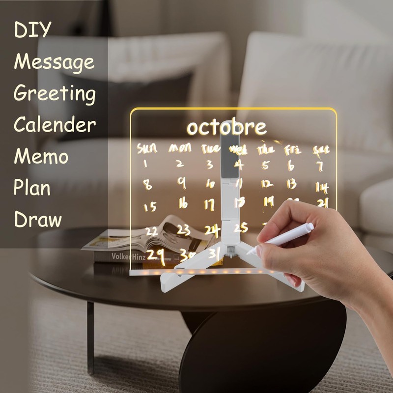 Led Note Board with Colors, Light Up Acrylic Message Board,