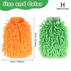 SPDYCESS Car Wash Mitt, 3-in-1 Microfiber Chenille Washing Sponge Mitts Effective Cleaning of Cars, Motorbikes and Trucks, Scratch Free & Super Absorbent