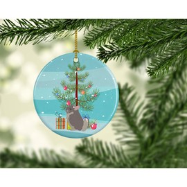 Caroline's Treasures Beige Wellman Chinchilla Merry Christmas Ceramic Ornament Christmas Tree Hanging Decorations for Home Christmas Holiday, Party, Gift, 3 in, Multicolor