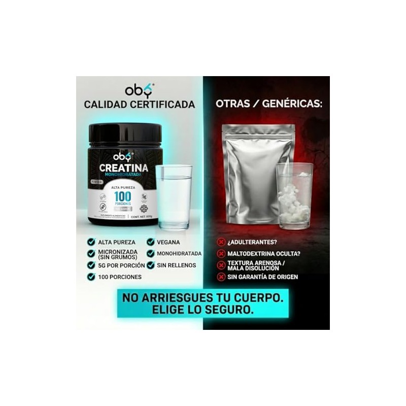 2-Pack Oby Creatina Monohidratada Micronizada en Polvo | 100% Alta