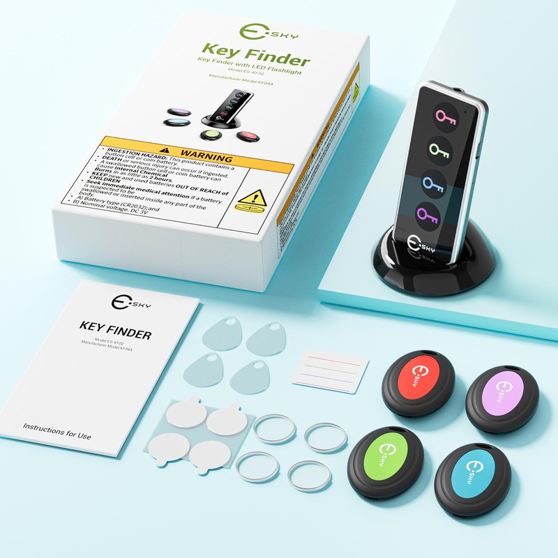 Esky Key Finder Locator with Sound, 80dB Item Trackers with