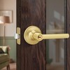 Gaurqiah Brushed Gold Keyed Entry Door Handle, Round Design Door