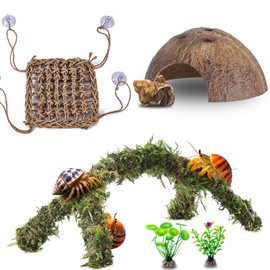Hermit Crab Accessories, Hermit Crab Hammock Natural Coconut Moss Climbing Toys Decor for Reptile Amphibians Tank Supplies