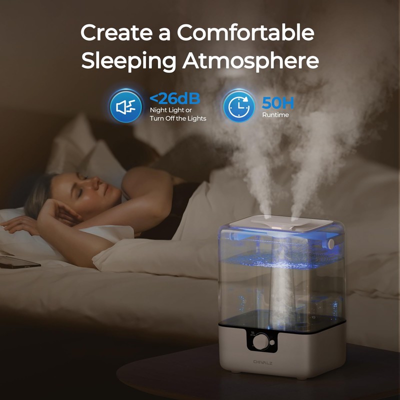 CHIVALZ Humidifiers for Bedroom, 6L Cool Mist Humidifiers for Baby