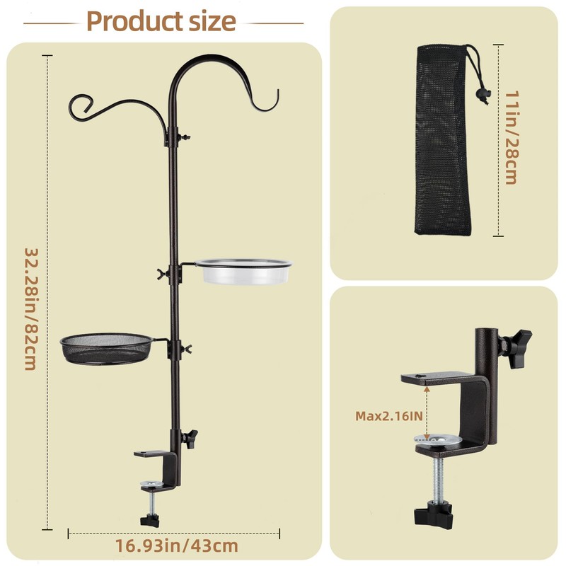 ERYTLLY Deck Hook Bird Feeder Pole Bird Feeder Porch Multi
